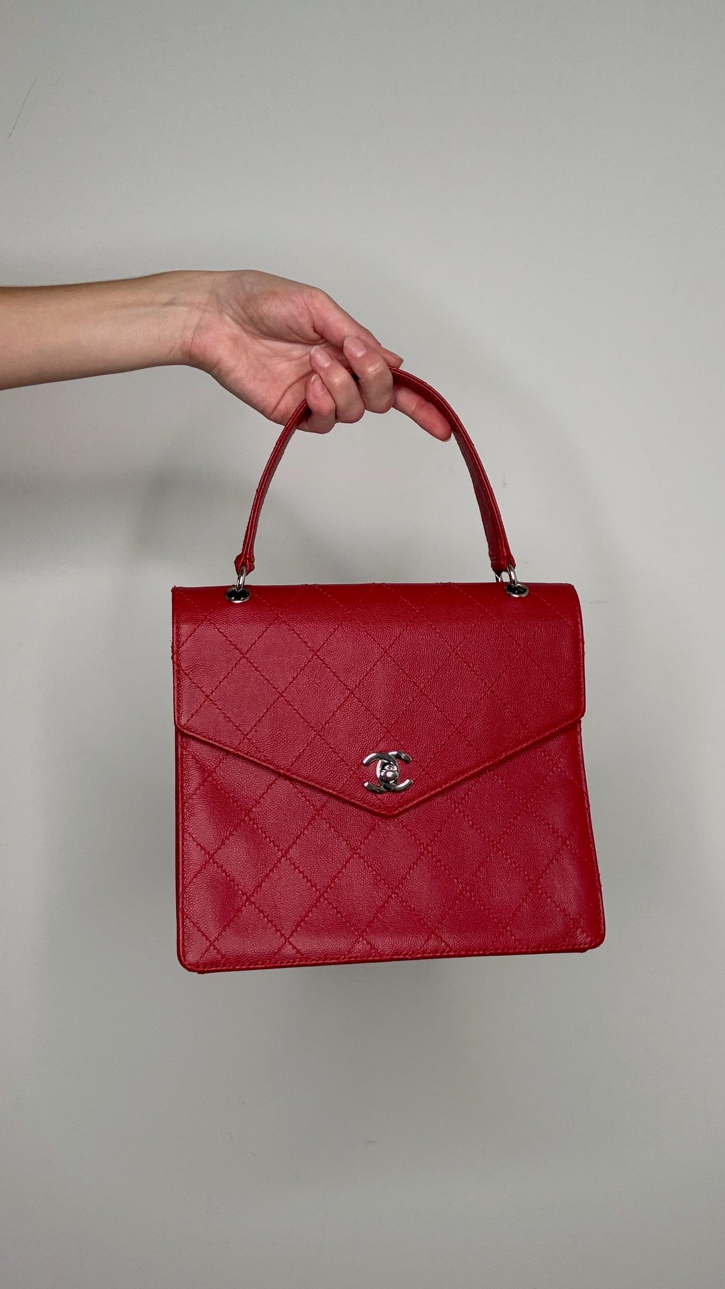 Red Caviar Top Handle Bag