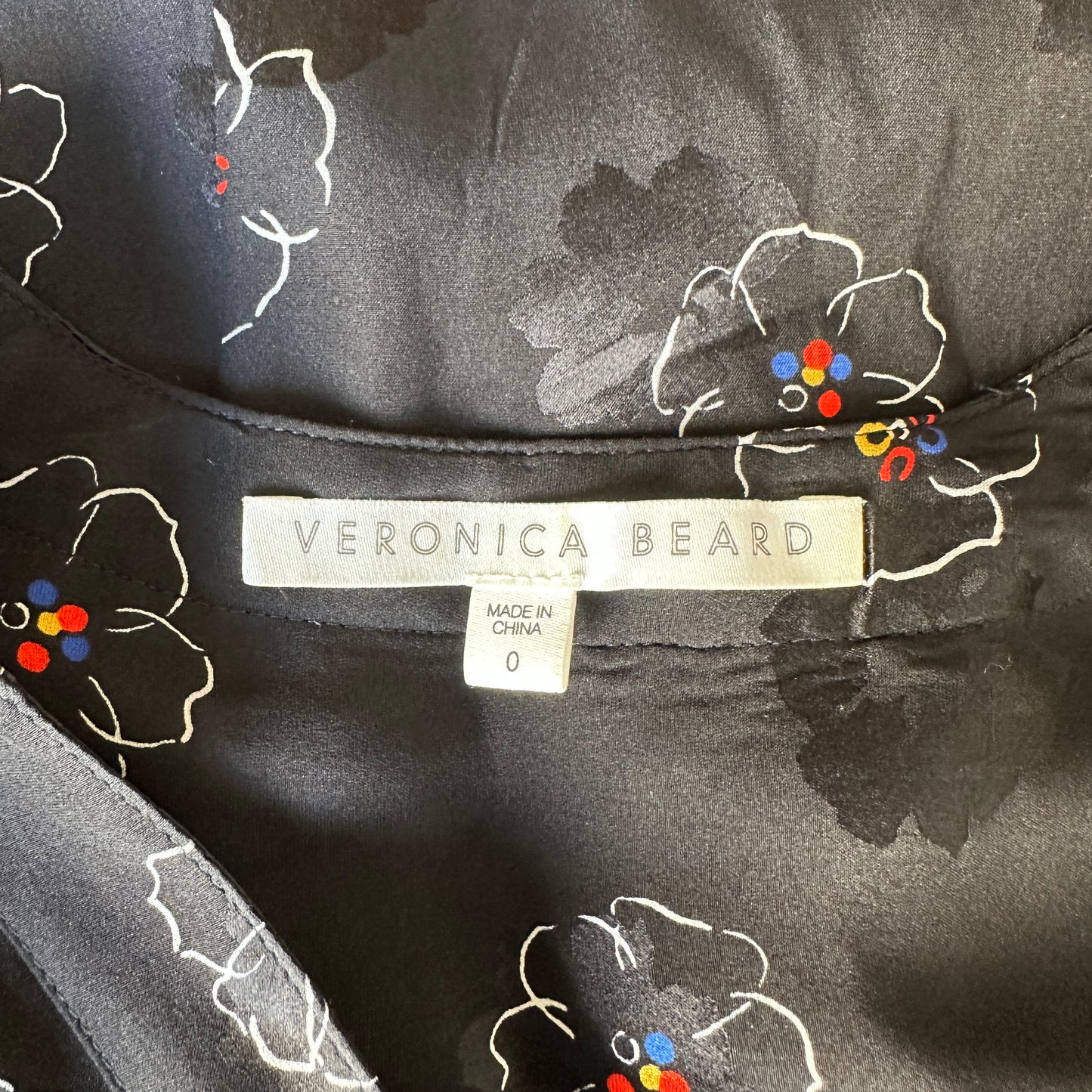 Black Silk Floral Dress - 0