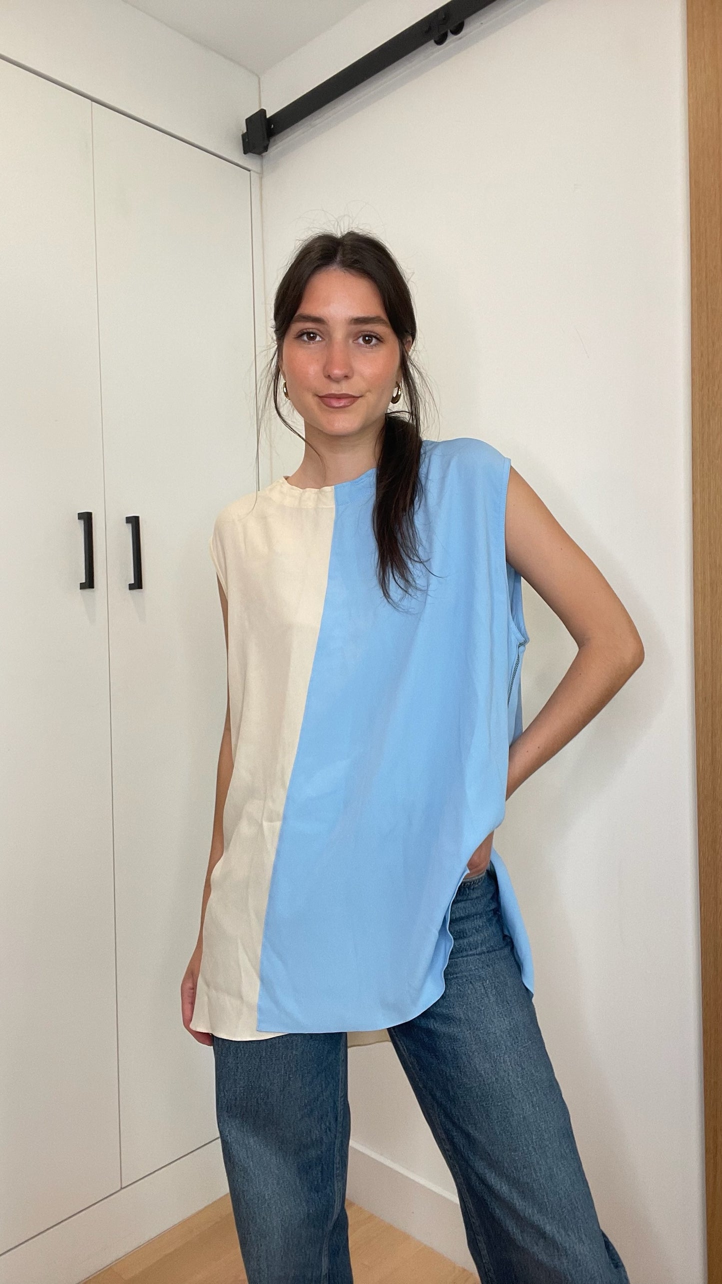 Colorblock Silk Top - XL