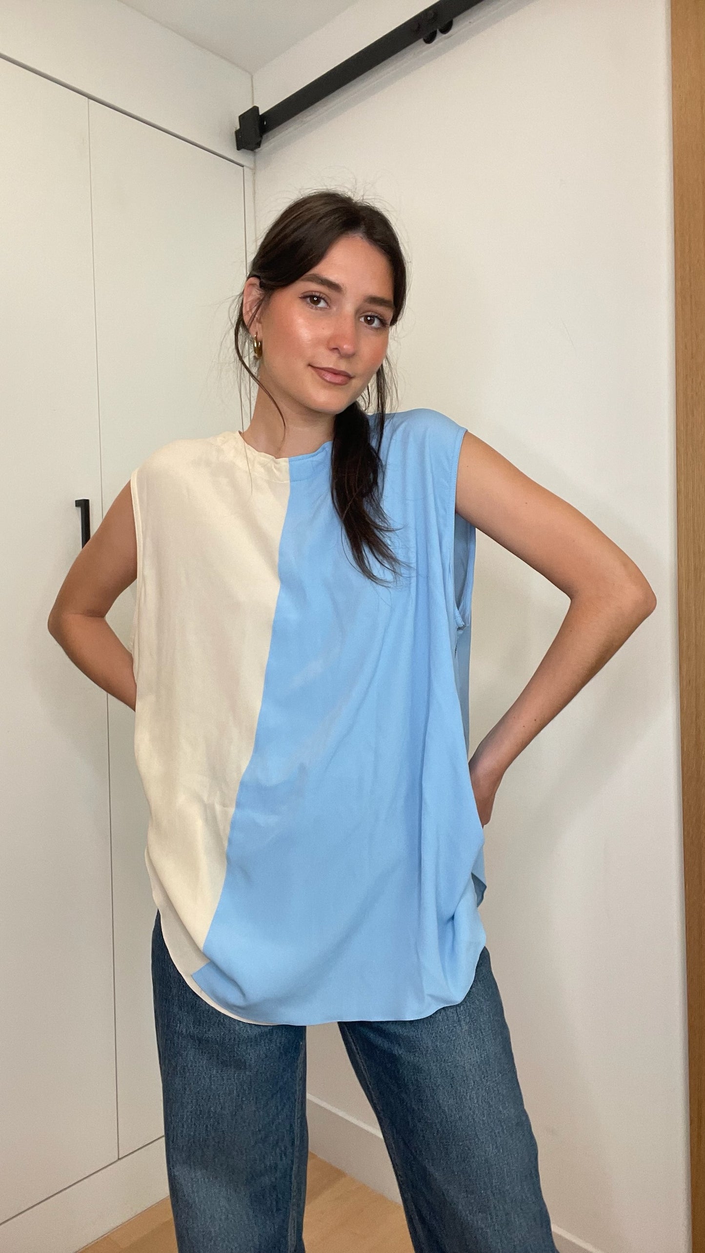 Colorblock Silk Top - XL