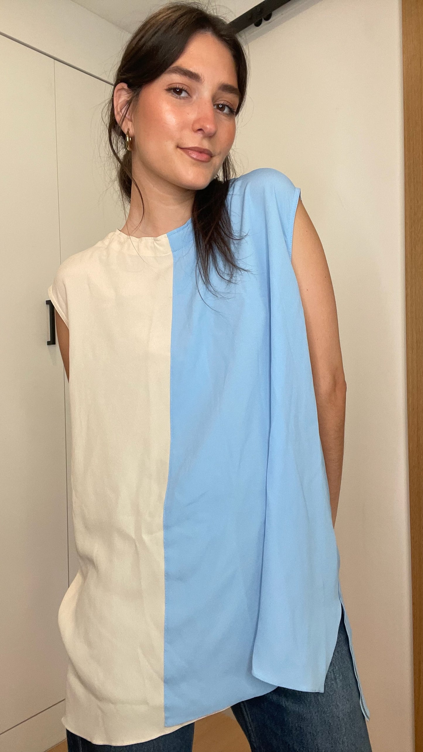 Colorblock Silk Top - XL