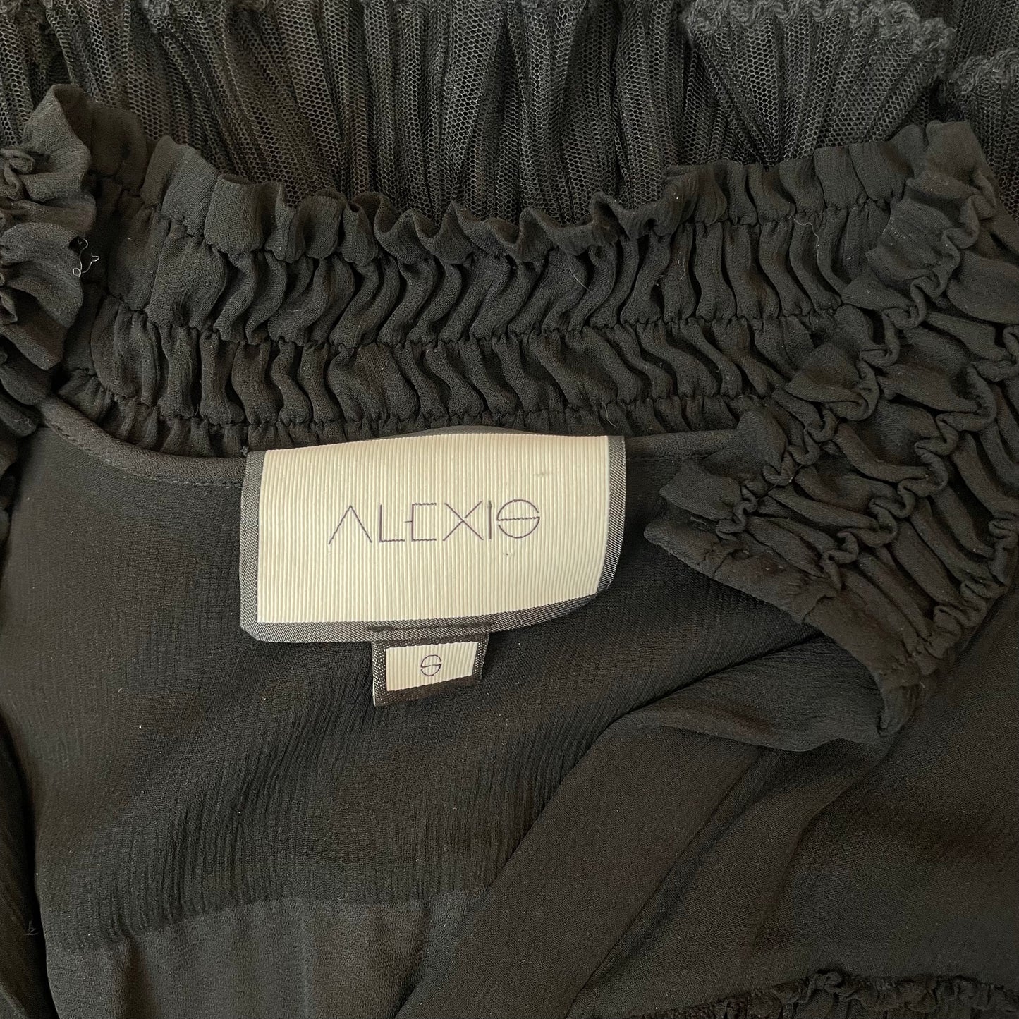 Black Ruffle Long Sleeve Top - S