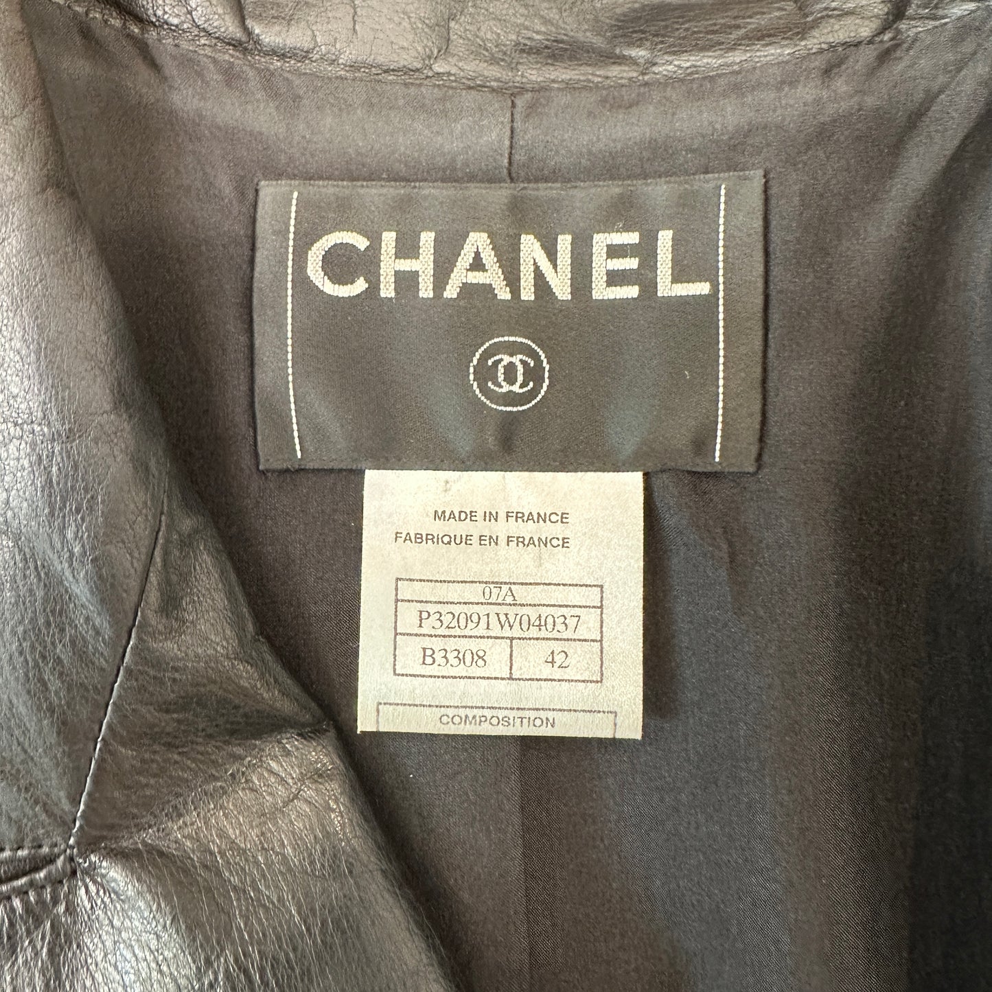 Black Leather Jacket w/Tweed - M