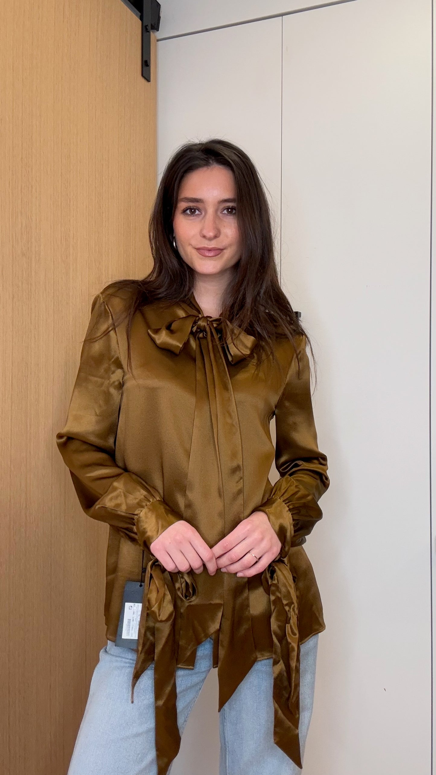 Brown Silk Shirt - S/M