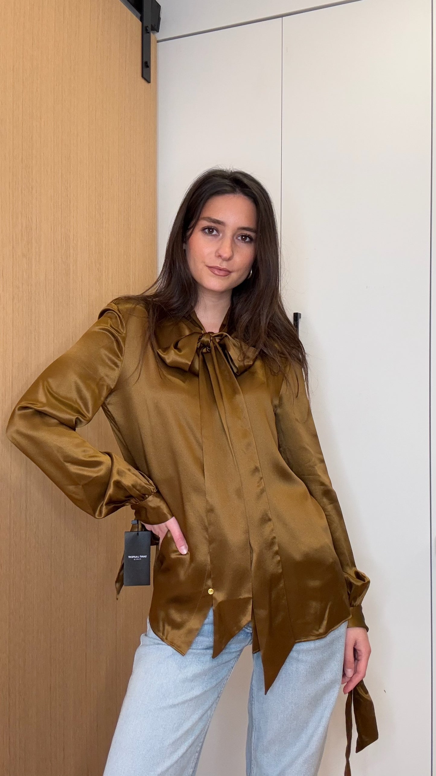 Brown Silk Shirt - S/M