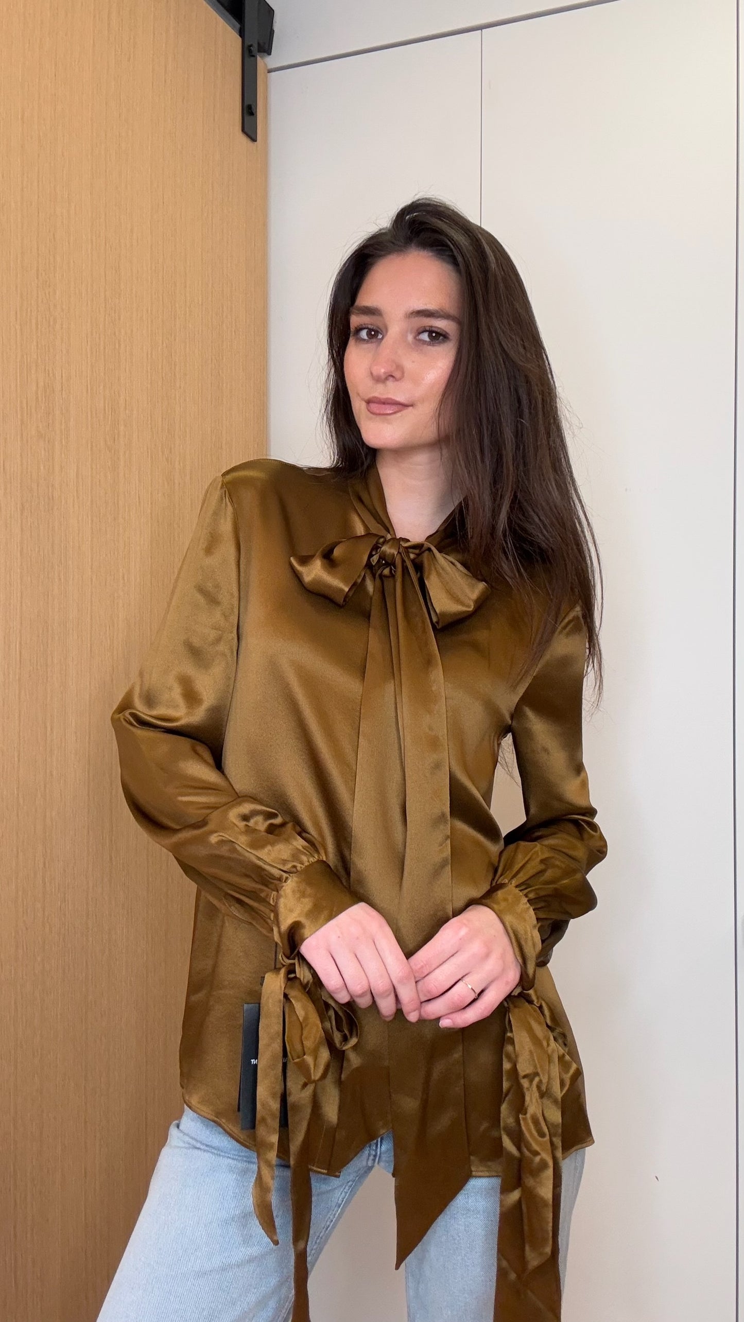 Brown Silk Shirt - S/M
