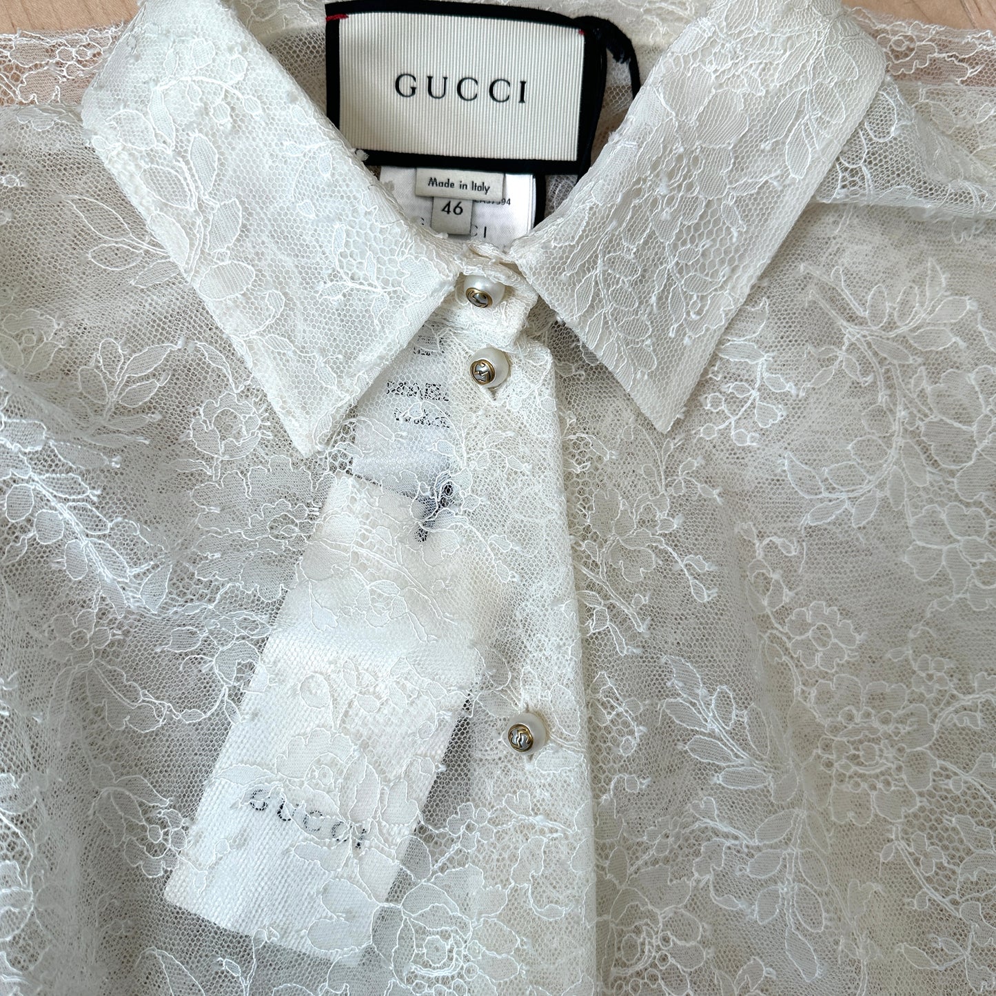 White Logo Laced Shirt - L