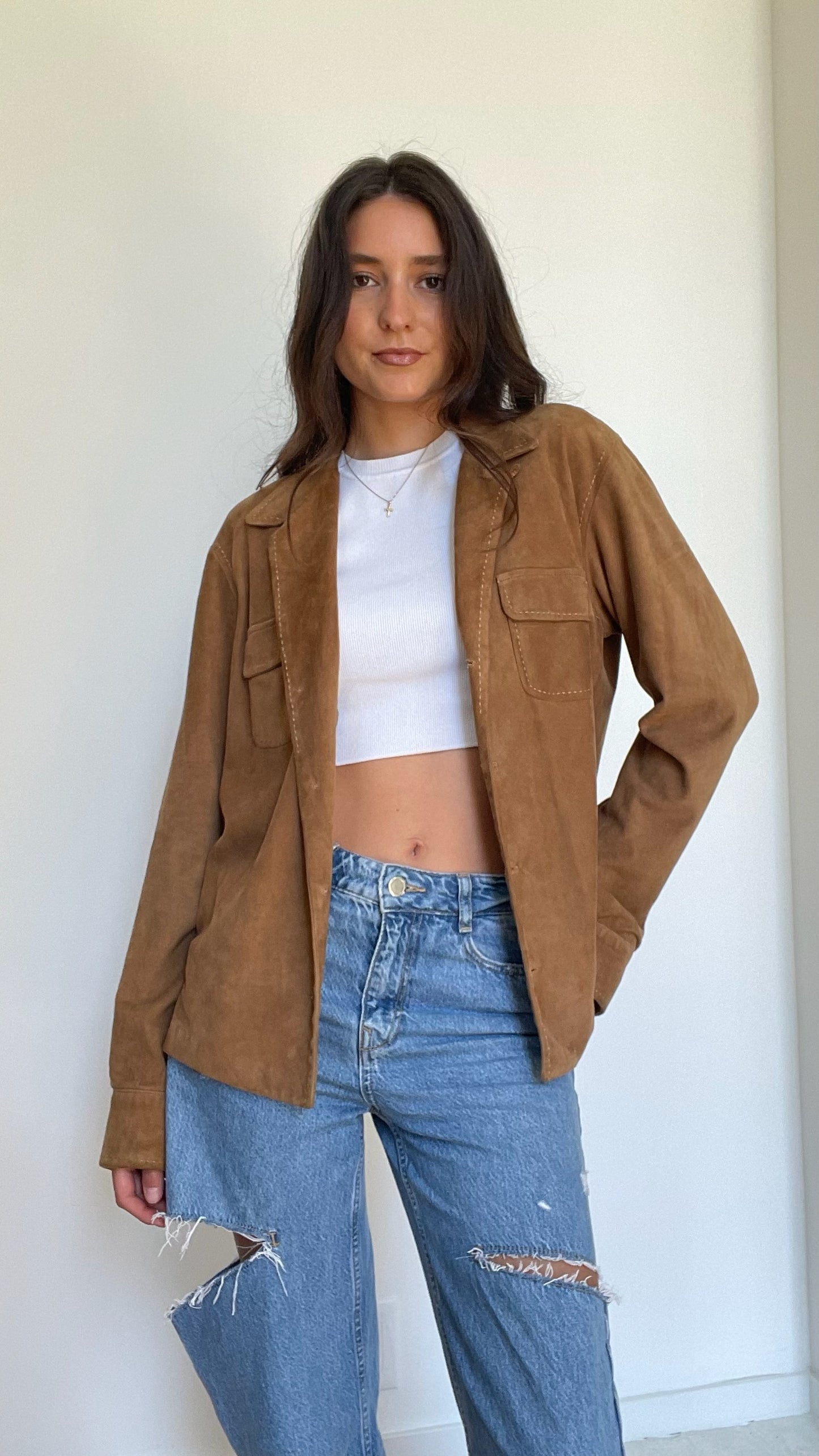 Vintage Suede Shirt Jacket - L