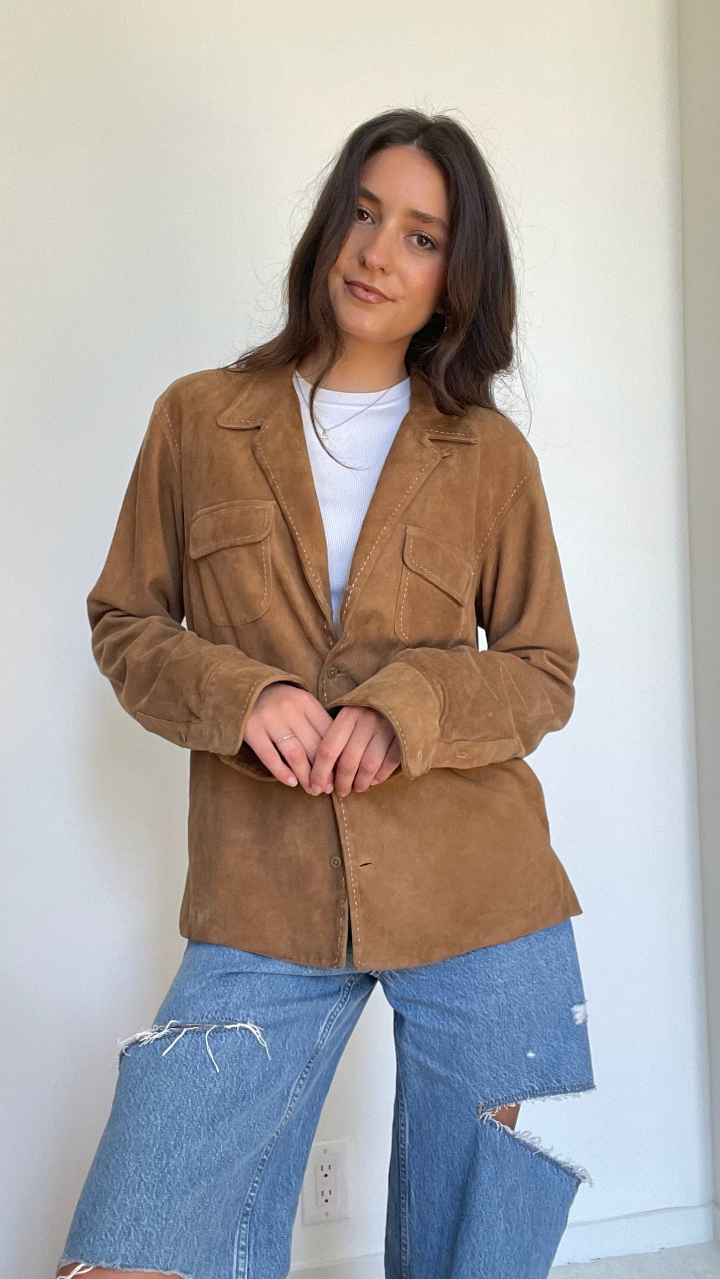 Vintage Suede Shirt Jacket - L