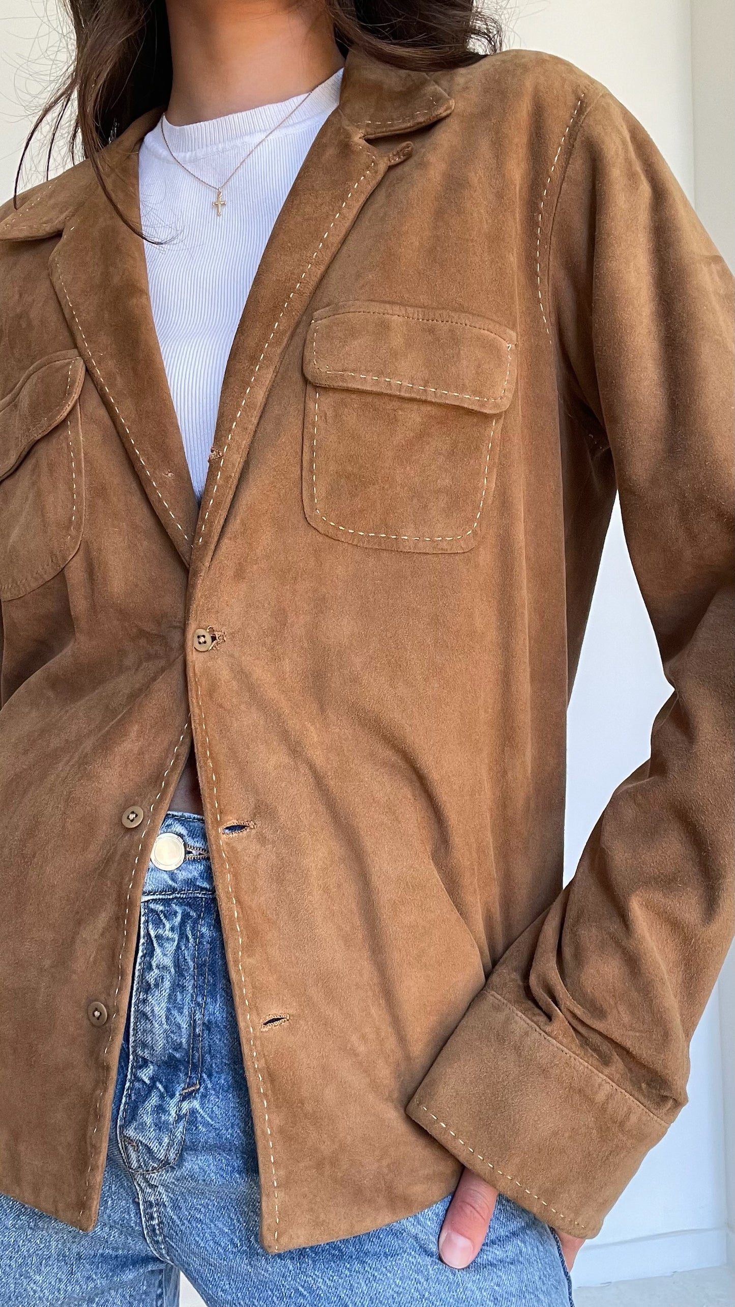 Vintage Suede Shirt Jacket - L