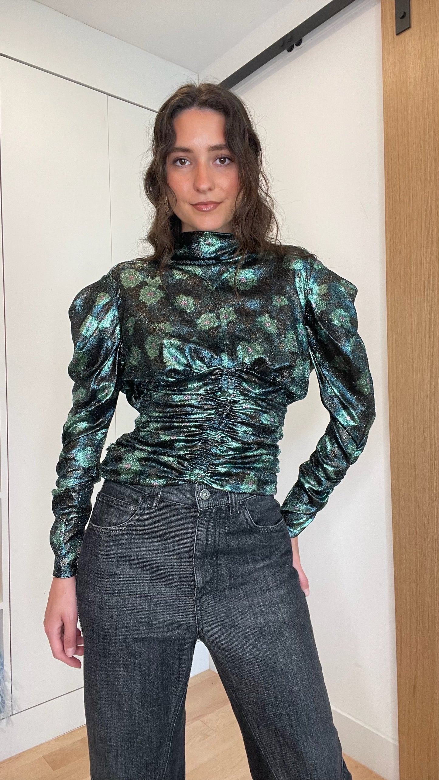 Metallic Green Blouse - XS