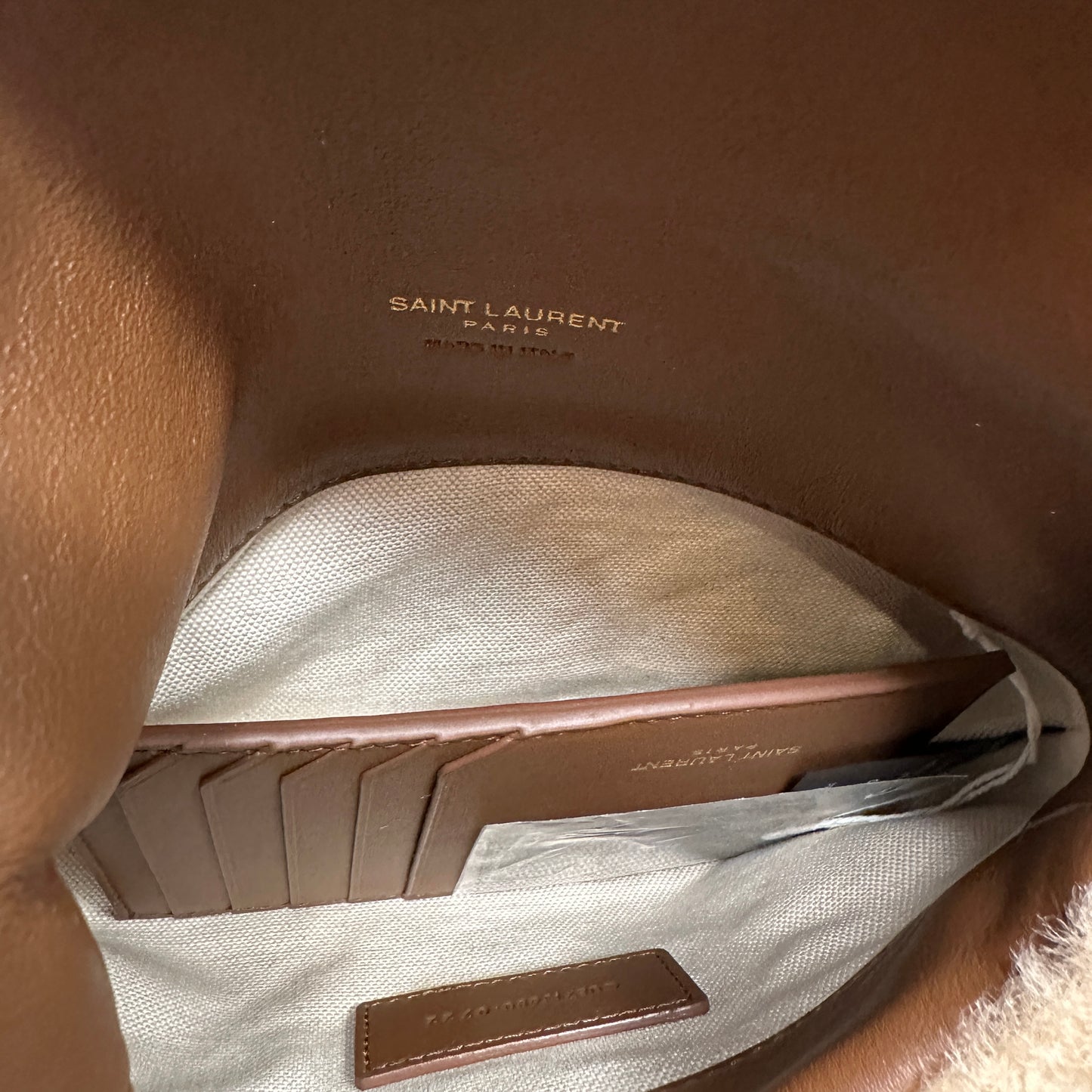 YSL Shearling Puffer Pouch