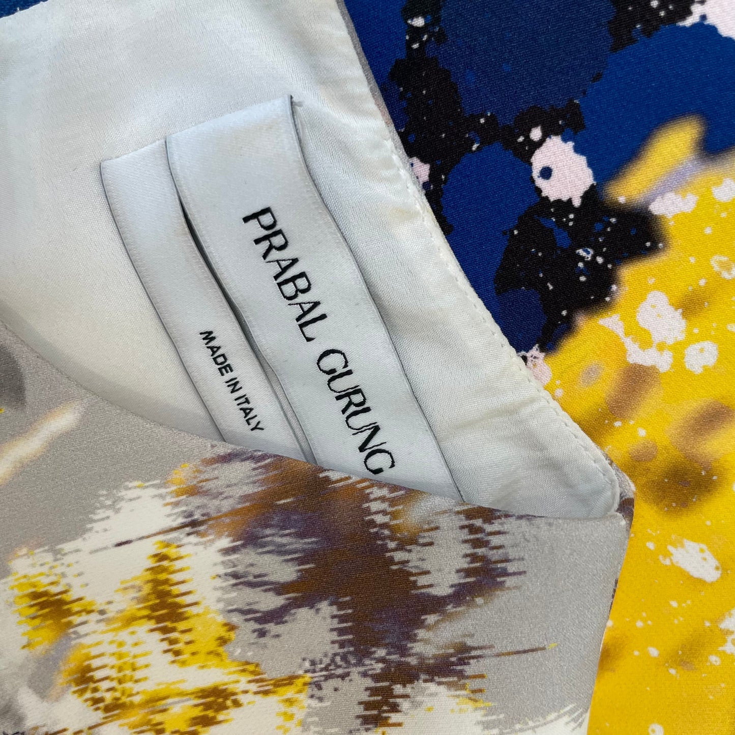 Blue and Yellow Floral Print Dress - 8