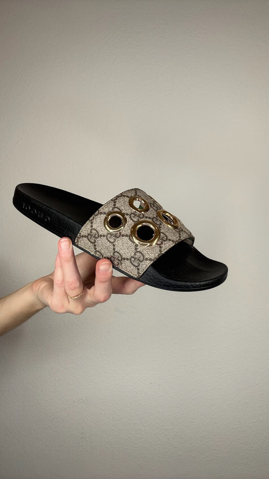 Gucci Monogram Slides - 38