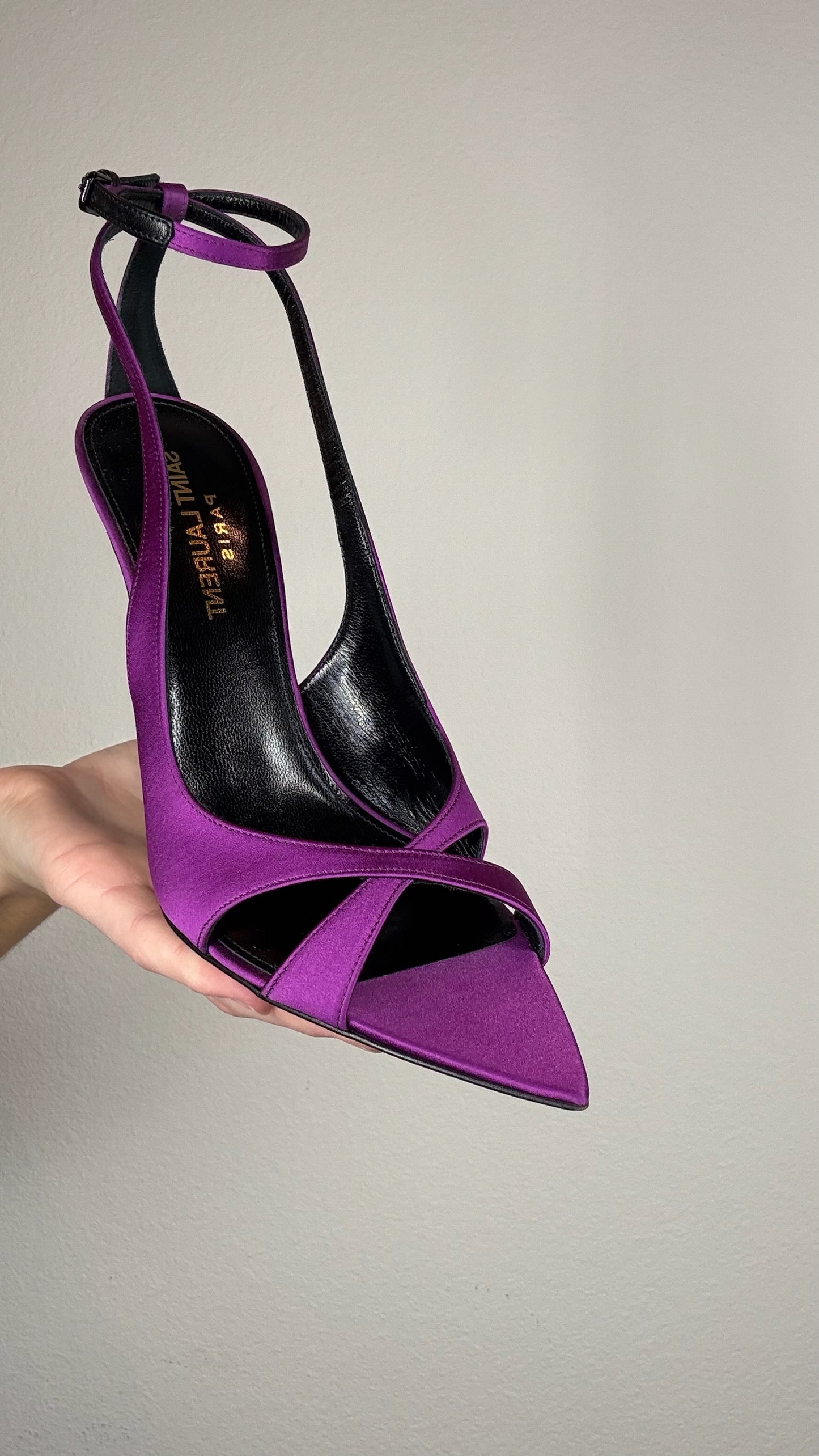 Saint Laurent Purple Satin Heels - 36