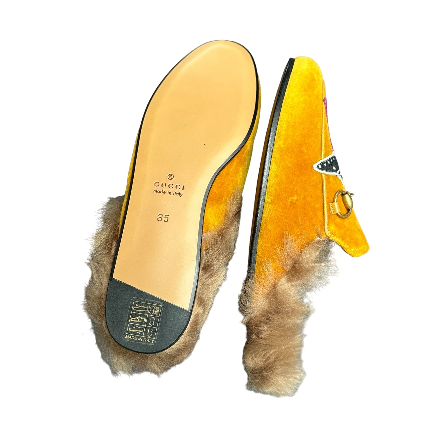 Yellow Velvet Princetown Slides - 5