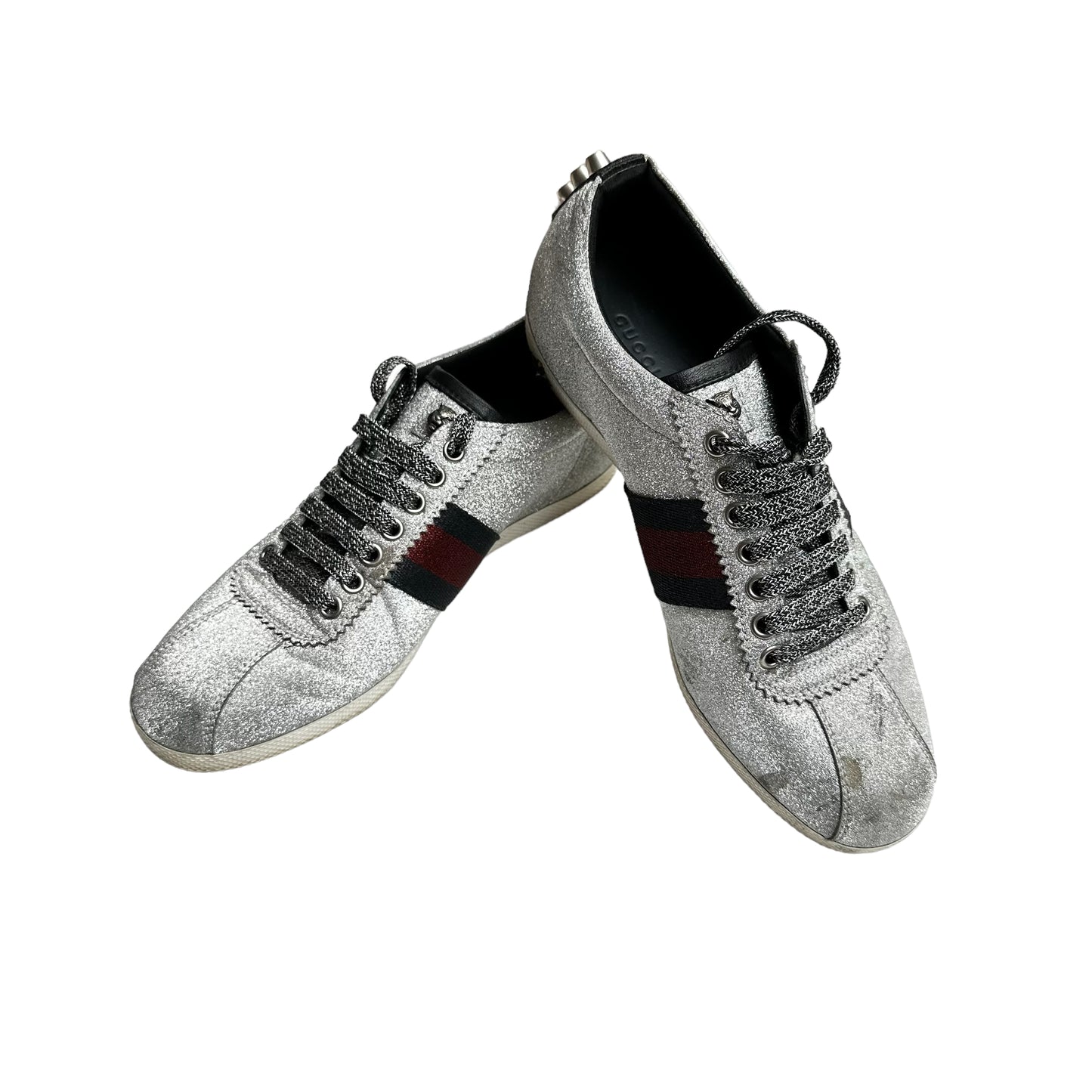 Silver Sparkly Tennis Shoes - 10