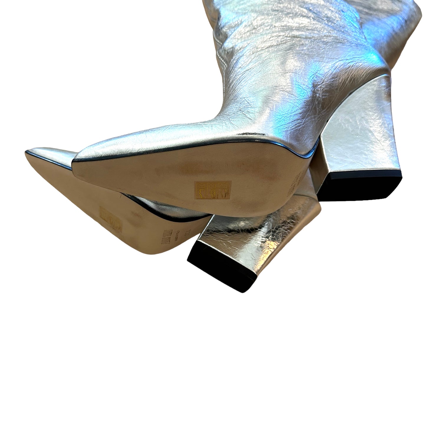 Silver Leather Tall Boots - 6.5