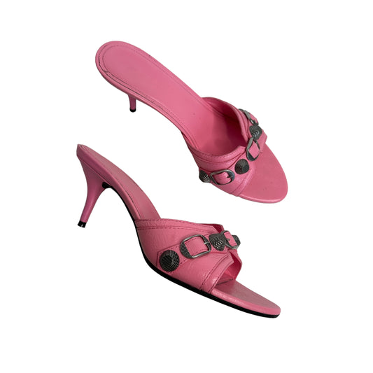 Pink Heeled Slides - 7.5