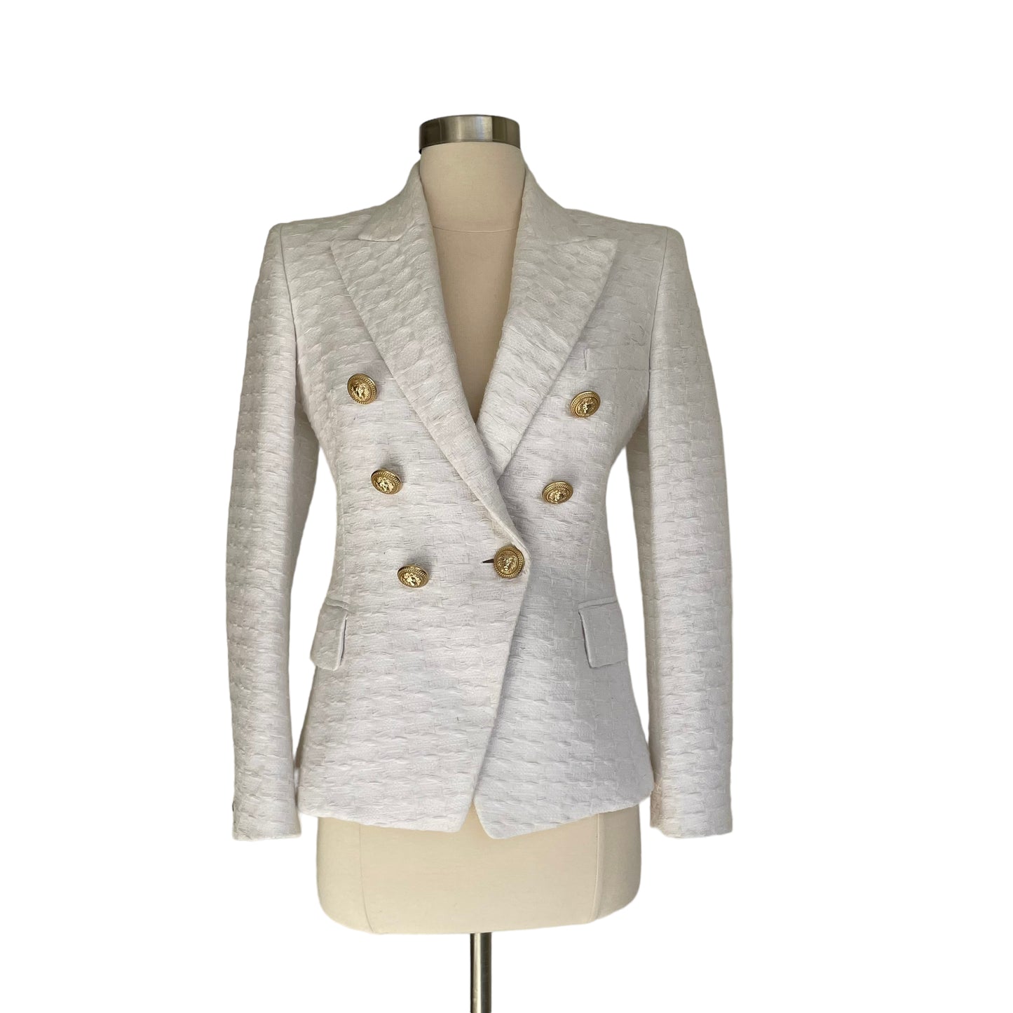 White Textured Blazer - S