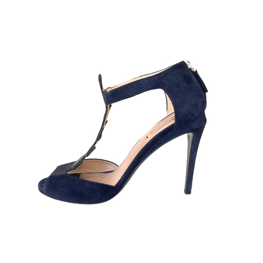 Navy Suede & Leather Heels - 8