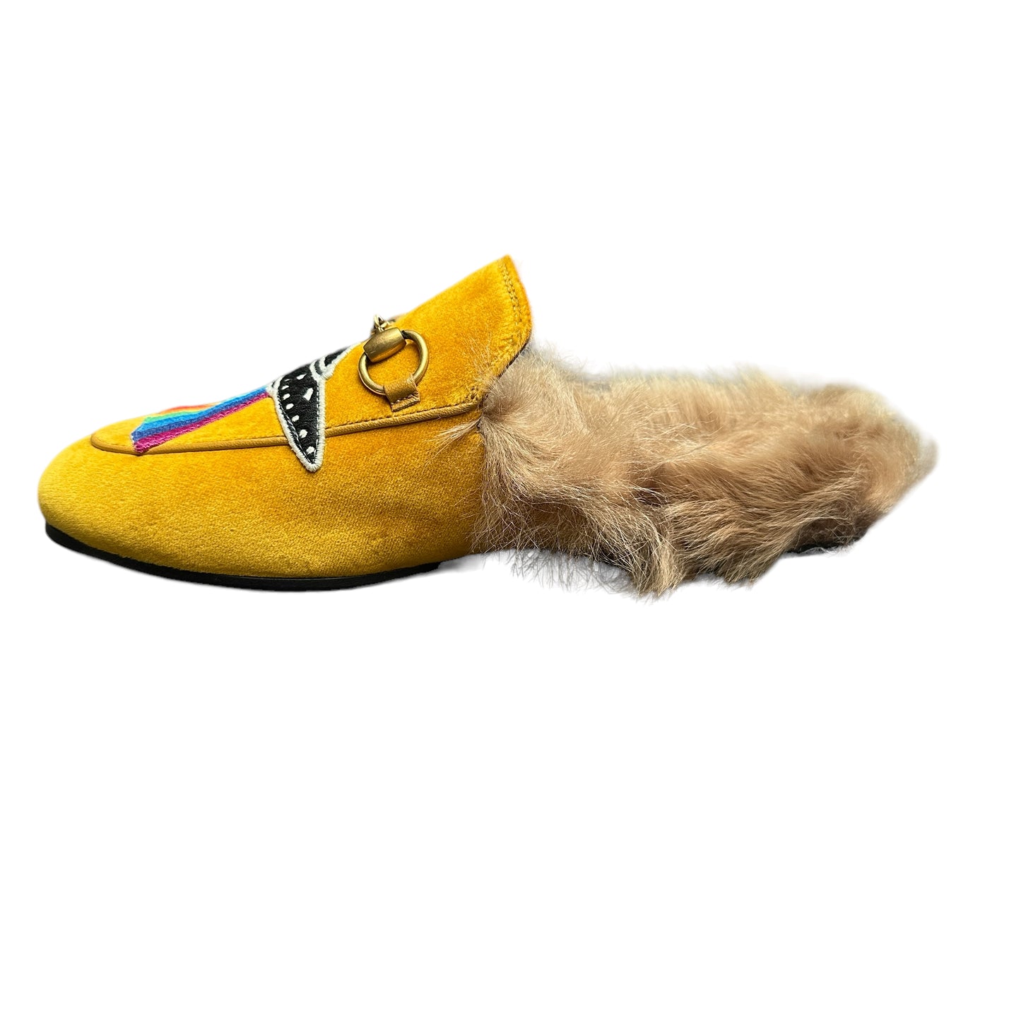 Yellow Velvet Princetown Slides - 5