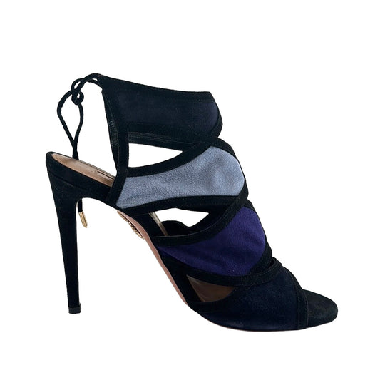 Blue & Black Suede Heels - 7.5