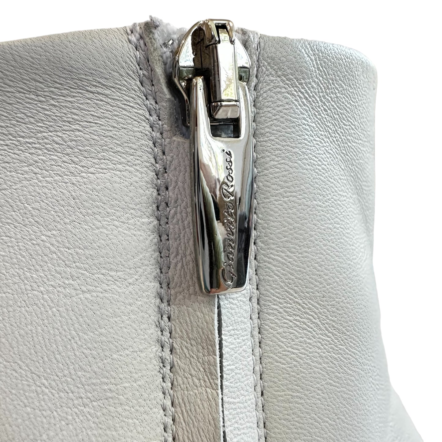 White Leather Heeled Boots - 6.5