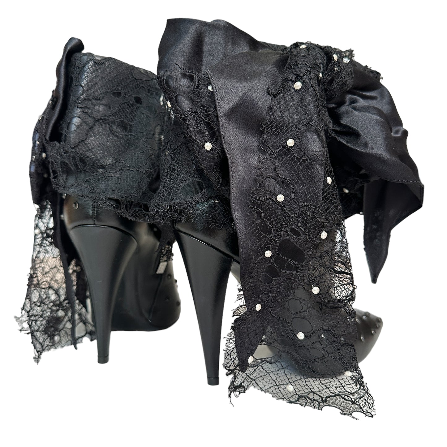 Black Studded & Laced Boots - 8.5
