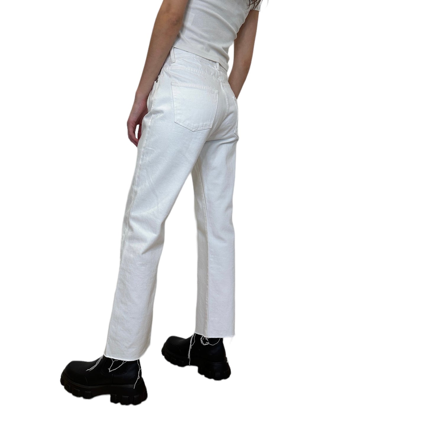 White Straight Leg Cropped Jean - 25