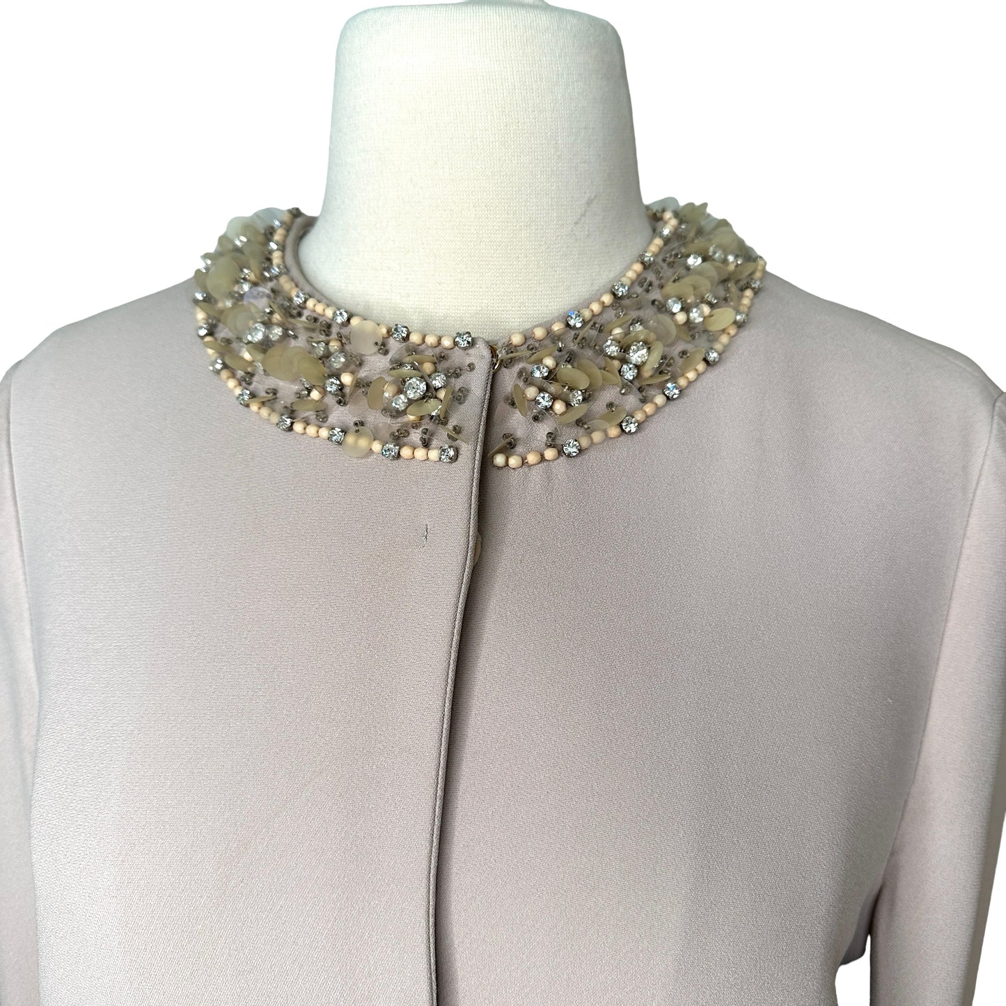Crystal Embellished Beige Coat - M
