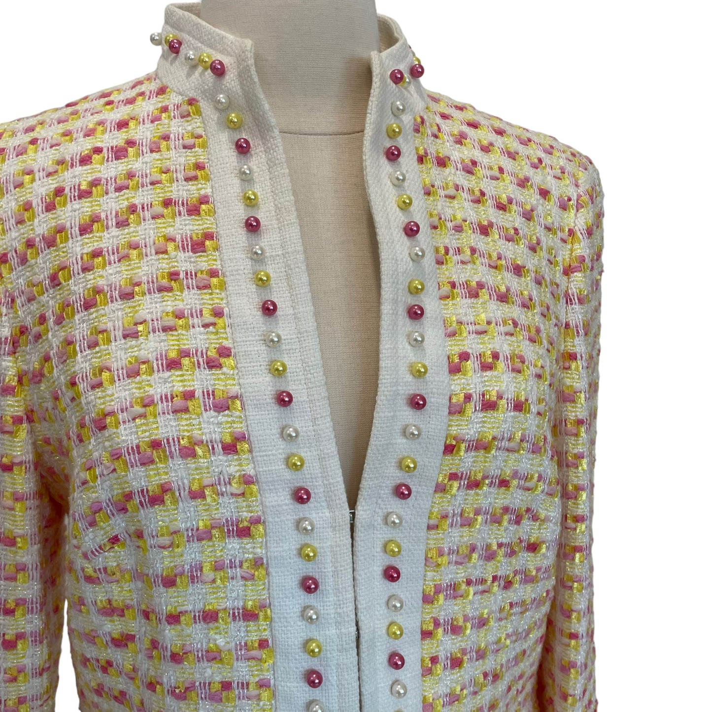 Pink and Yellow Tweed Jacket - 38