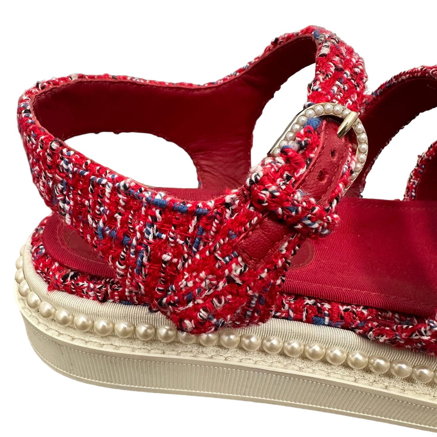 Red Tweed Sandals - 8