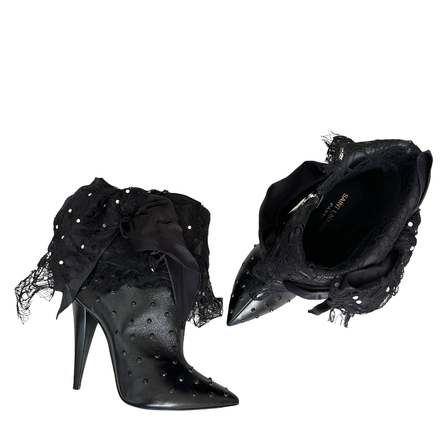 Black Studded & Laced Boots - 8.5