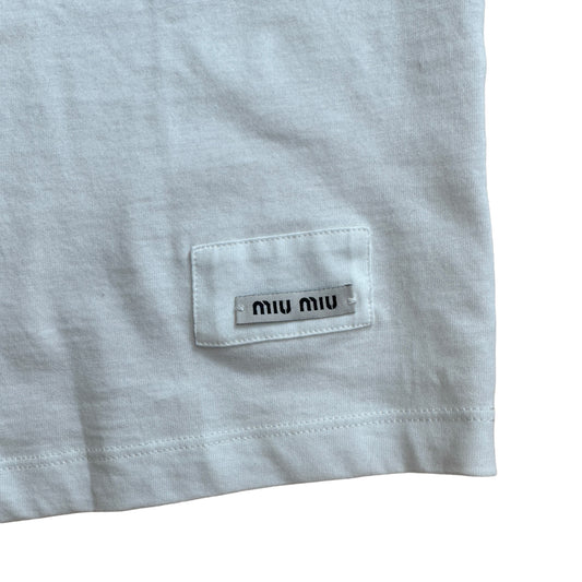 White Silk Logo T-Shirt - XS
