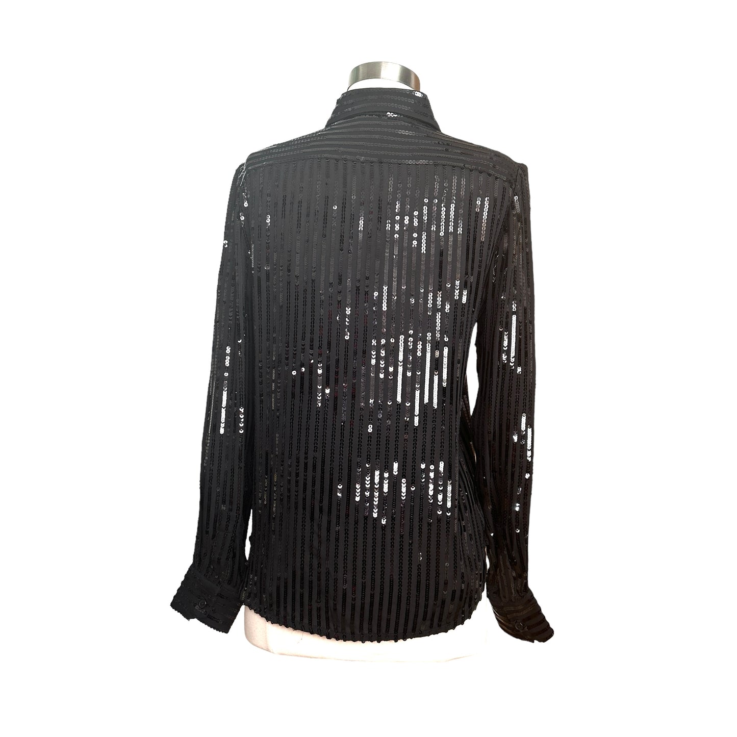 Black Silk Sequins Shirt - S