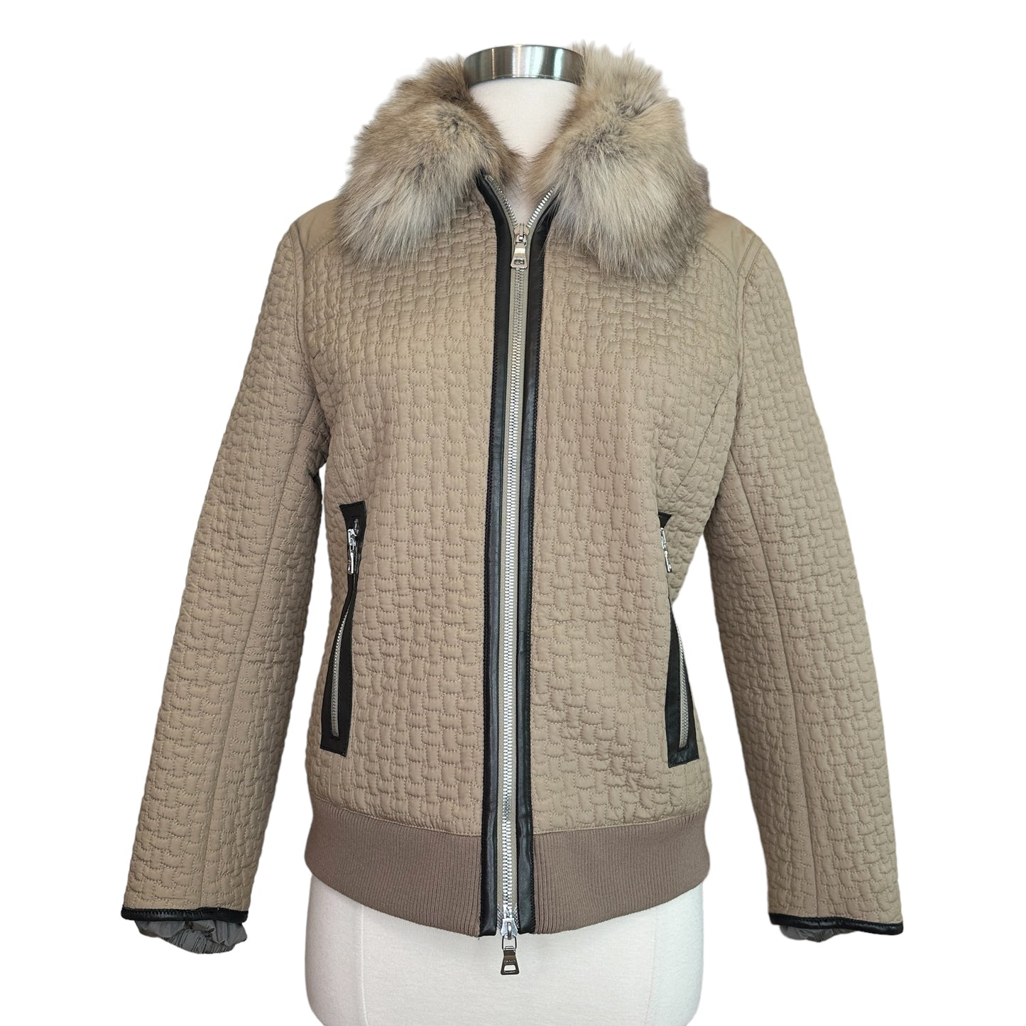 Fur & Leather Bomber Jacket - M