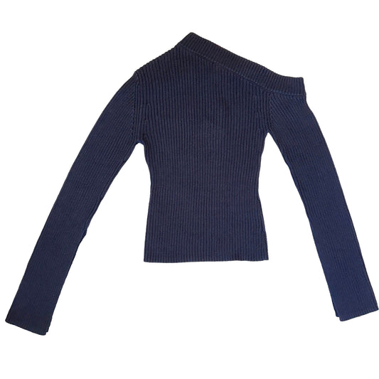 Black One-Shoulder Sweater - M