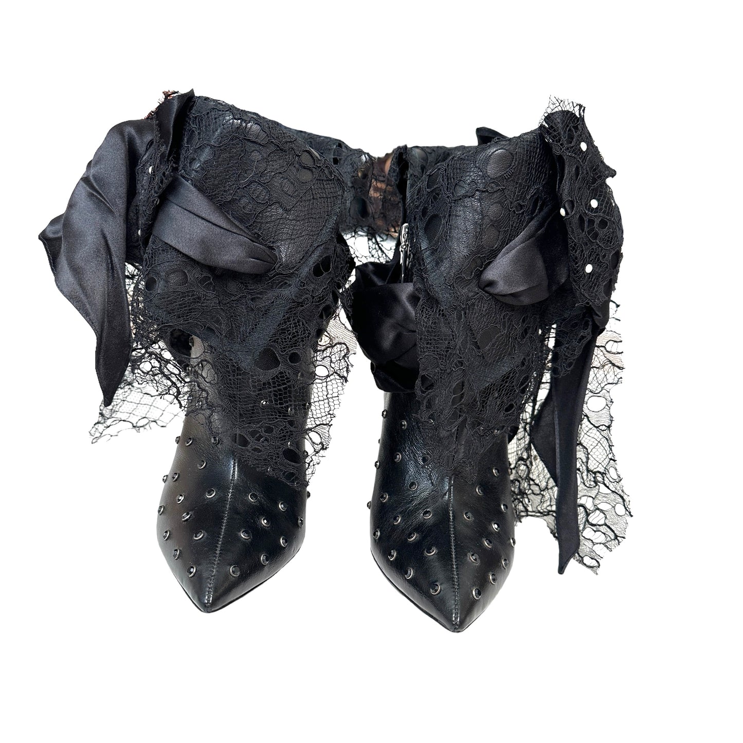 Black Studded & Laced Boots - 8.5