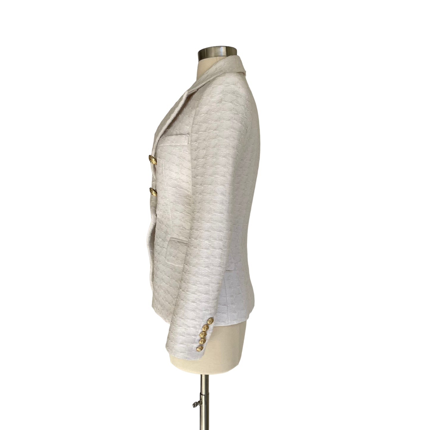 White Textured Blazer - S