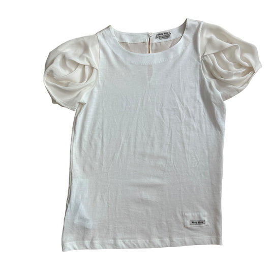White Silk Logo T-Shirt - XS