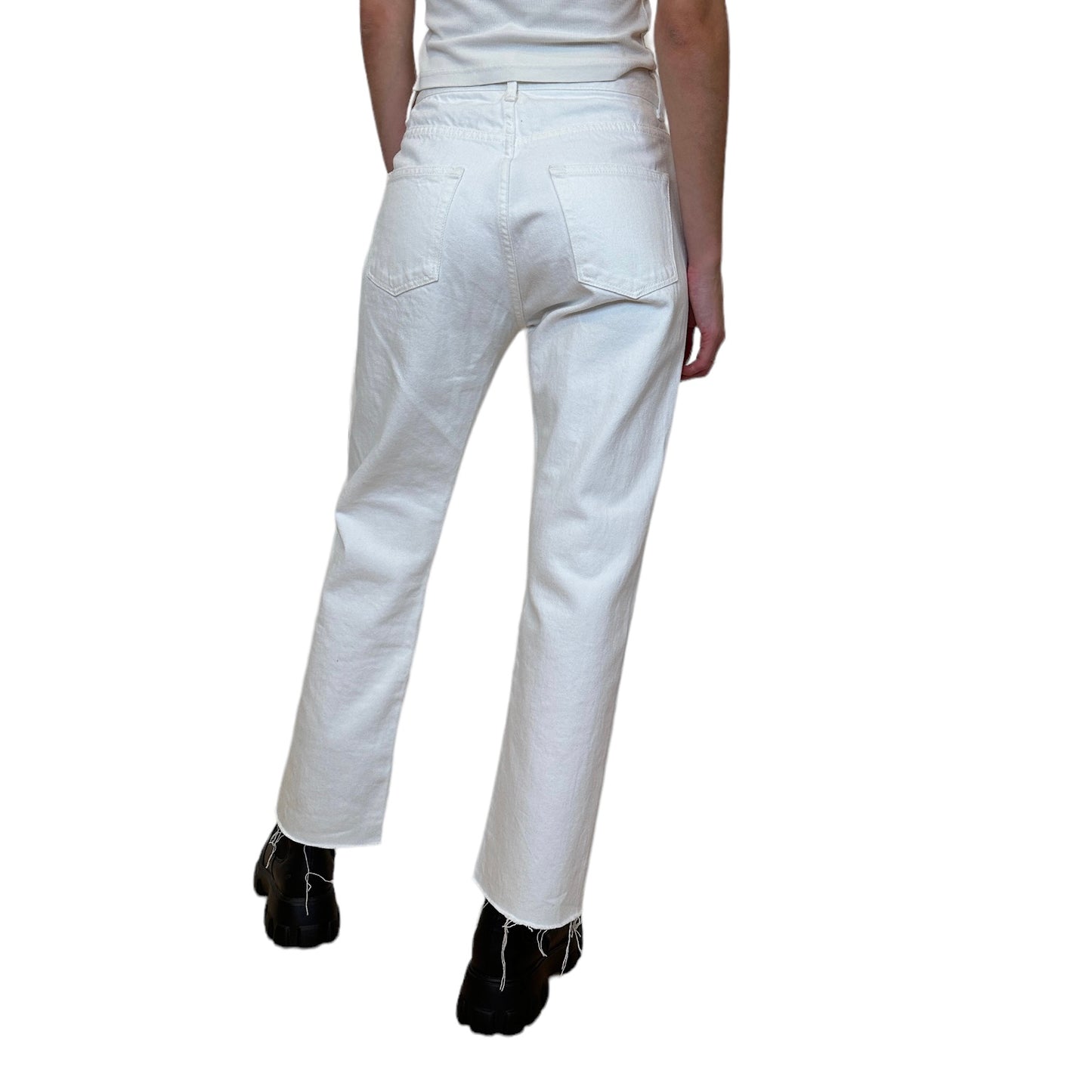 White Straight Leg Cropped Jean - 25