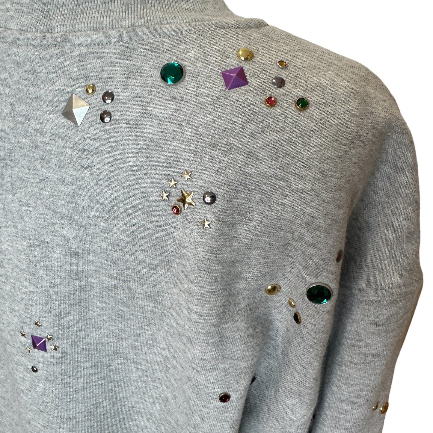 Cropped Jeweled Sweatshirt - M