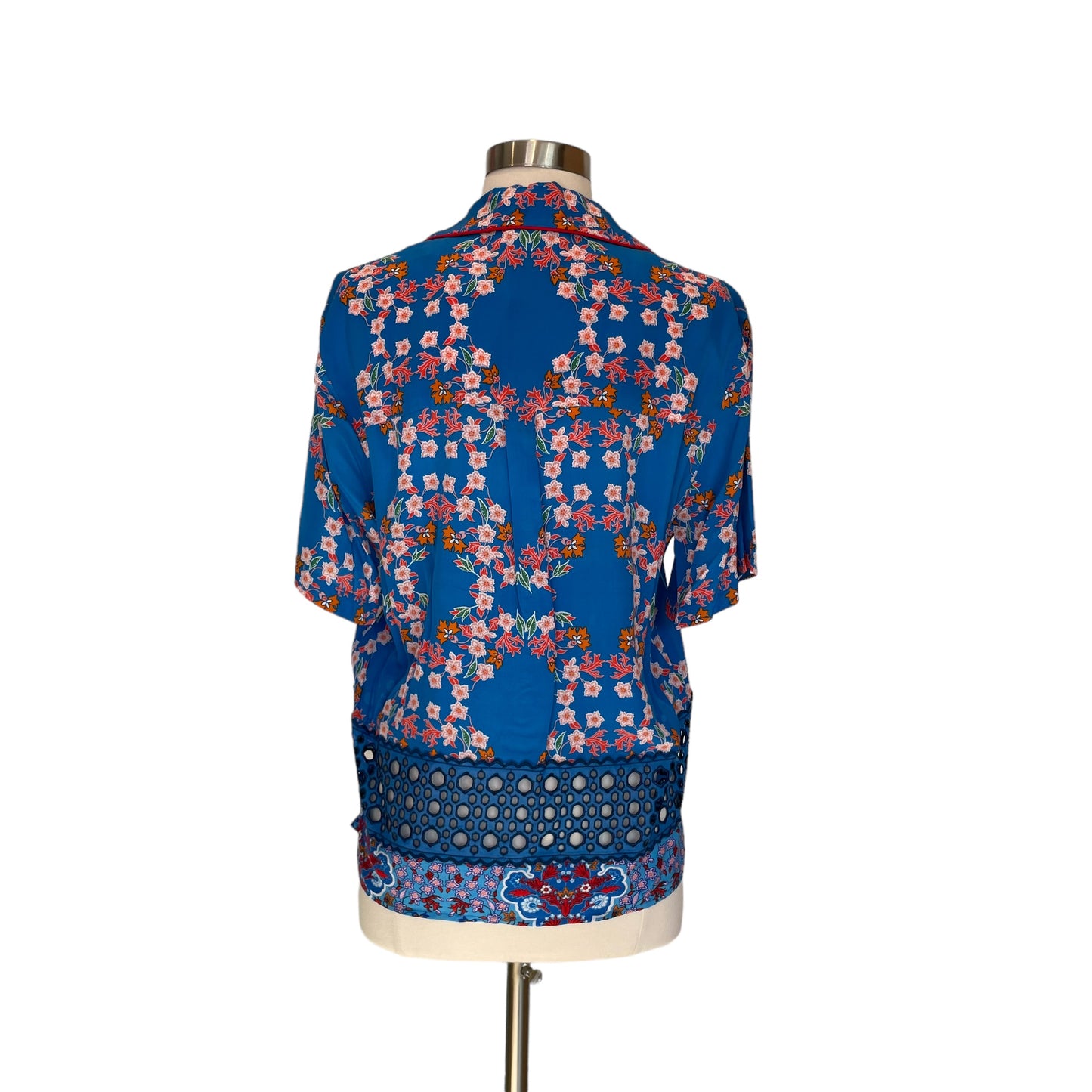 Blue Floral Button Up Shirt - 1