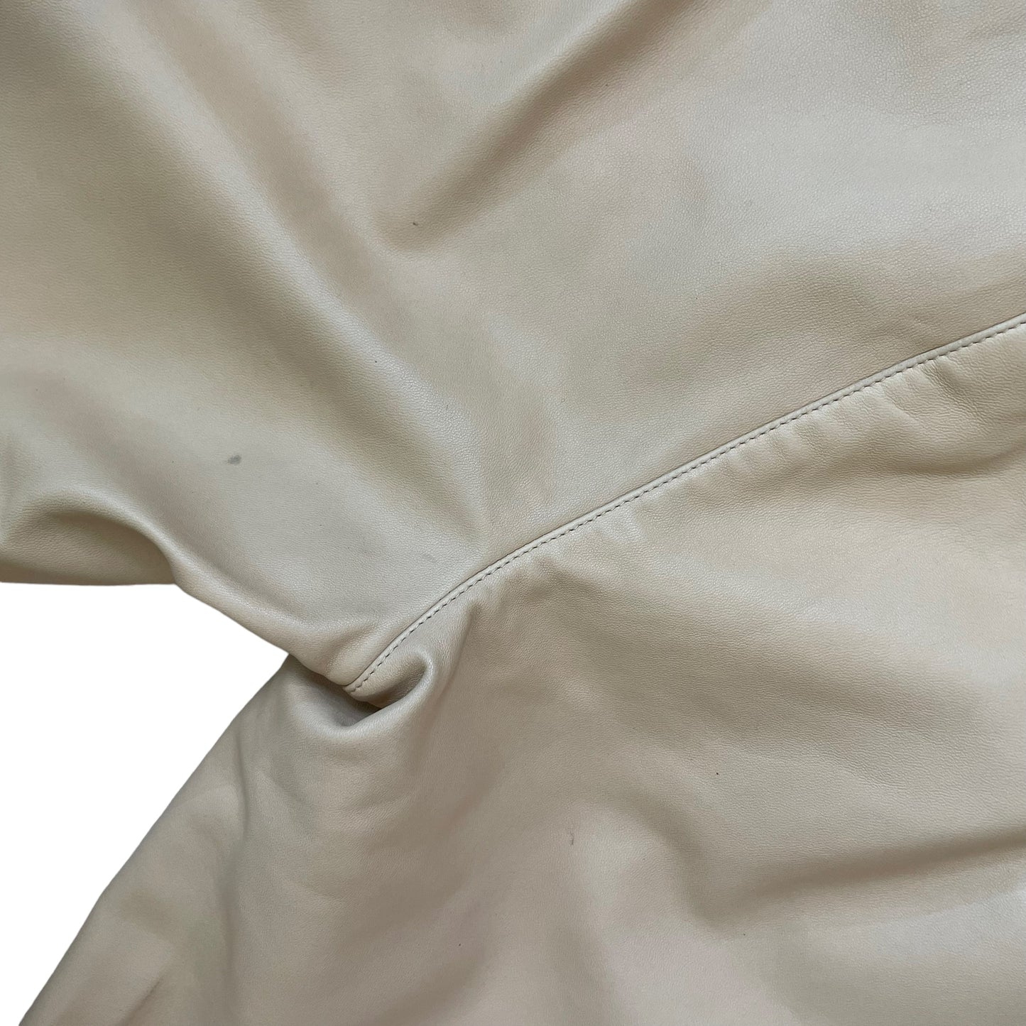 Cream Leather Pants - 42