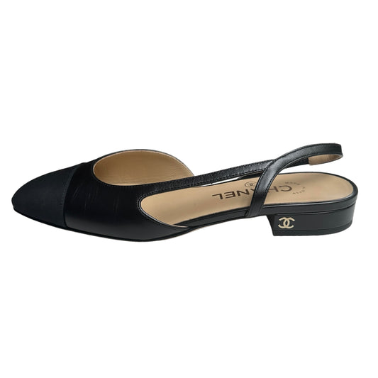 Black Grosgrain Slingbacks - 7