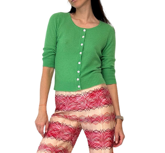 Green Cashmere Cardigan - S