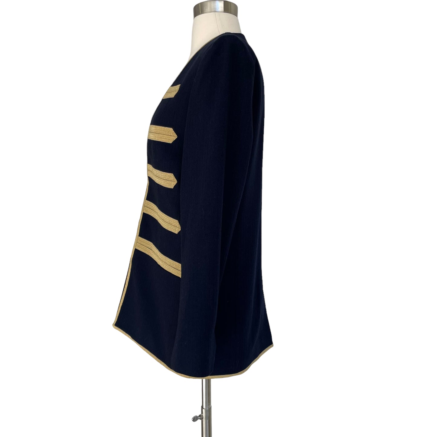 Navy and Gold Military Jacket - M