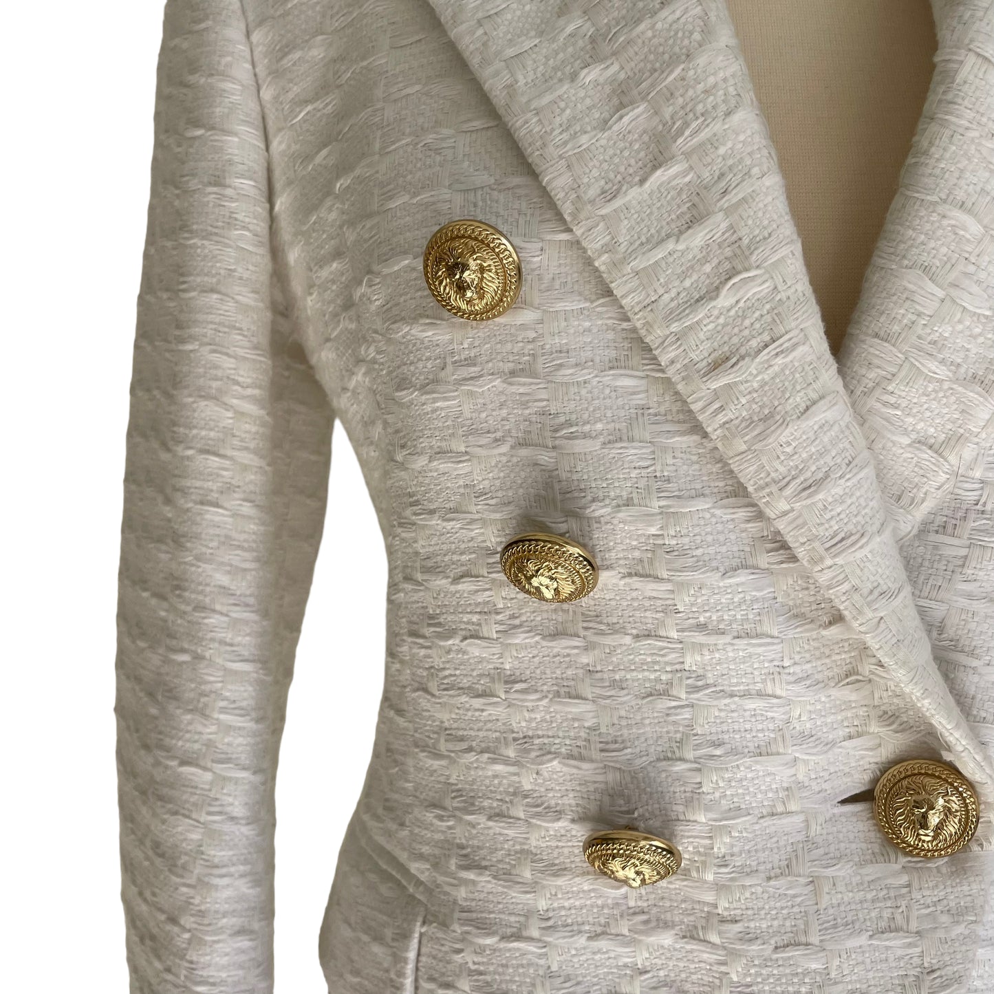 White Textured Blazer - S