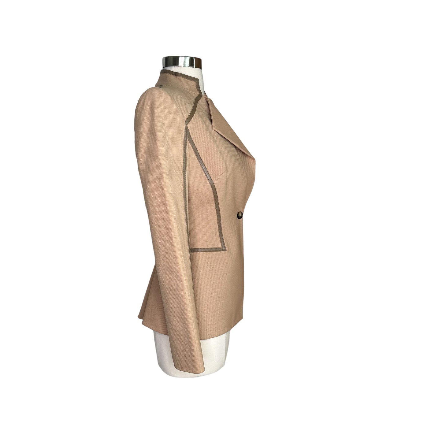 Caramel Cotton & Leather Jacket - S